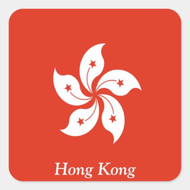 Adesivo Quadrado Bandeira de Hong Kong (Frente)