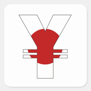 Adesivo Quadrado bandeira de japão do sinal do dinheiro do símbol