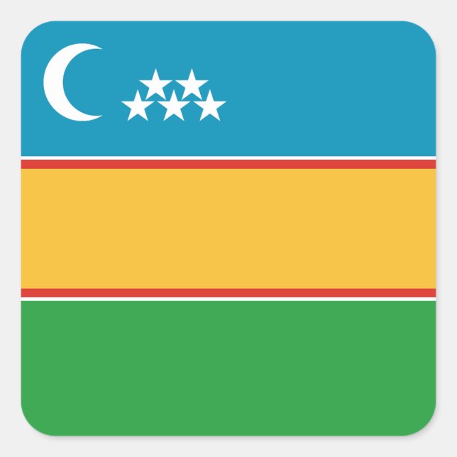 Adesivo Quadrado Bandeira de Karakalpakstan (Frente)