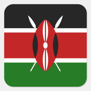 Adesivo Quadrado Bandeira de Kenya