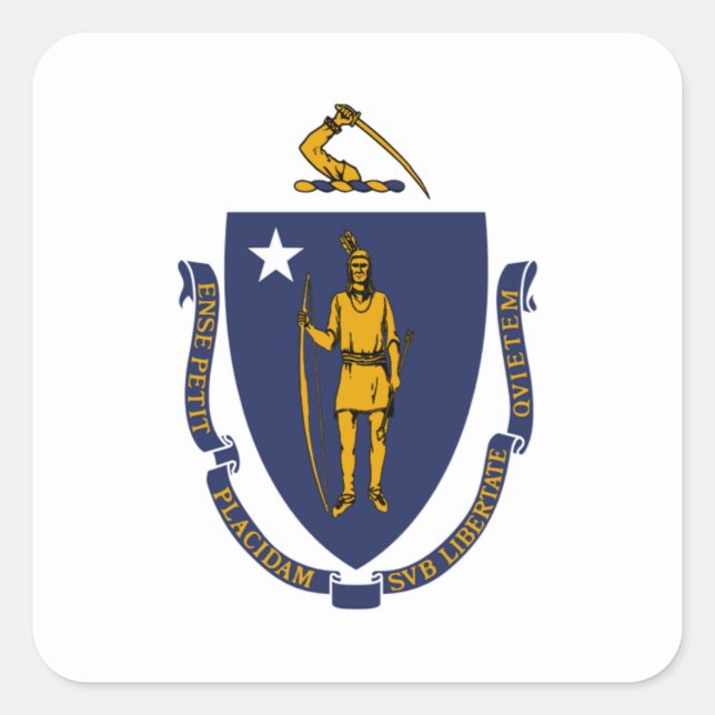 Adesivo Quadrado bandeira de Massachusetts (Frente)