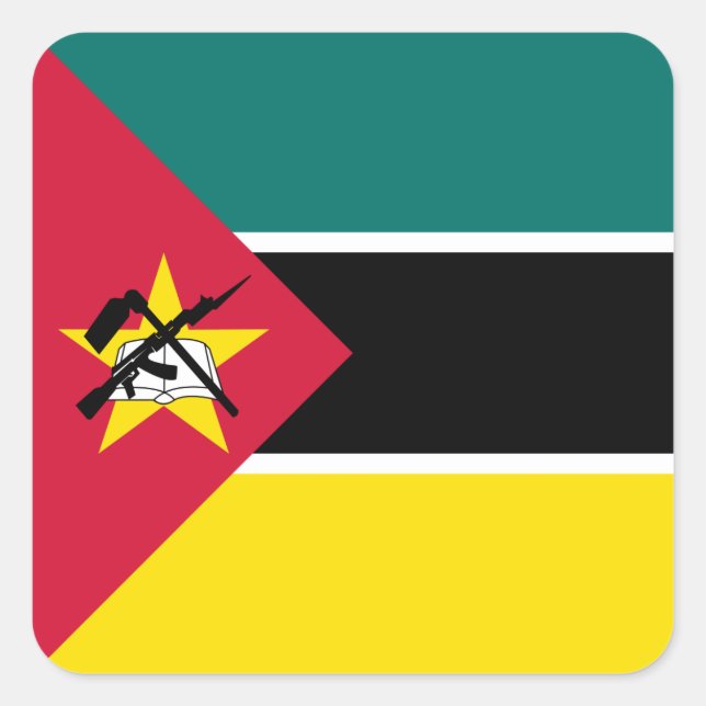 Adesivo Quadrado Bandeira de Moçambique (Frente)