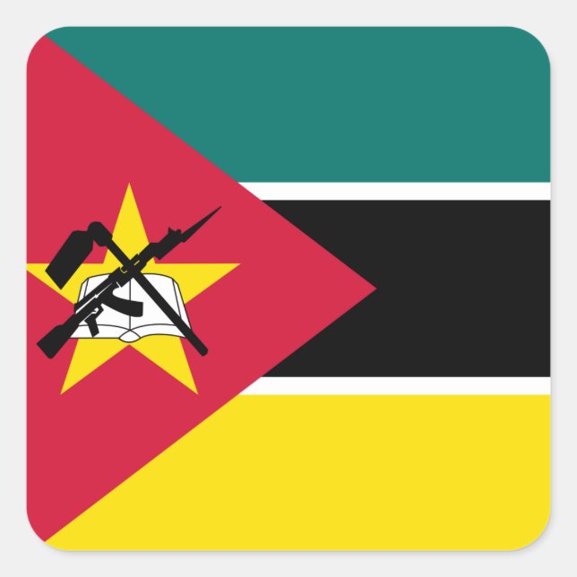 Adesivo Quadrado Bandeira de Moçambique (Frente)