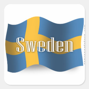 Adesivo Quadrado Bandeira de ondulação da suecia