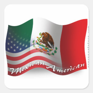 Adesivo Quadrado Bandeira de ondulação do méxico-americano