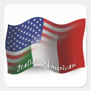 Adesivo Quadrado Bandeira de ondulação Italiano-Americana