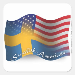 Adesivo Quadrado Bandeira de ondulação Sueco-Americana