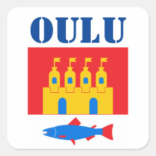 Adesivo Quadrado Bandeira de Oulu, Finlândia