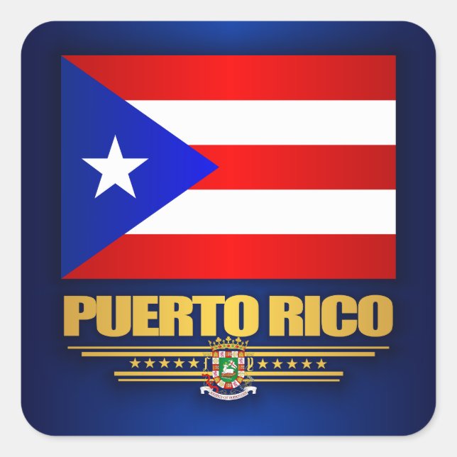 Adesivo Quadrado Bandeira de Porto Rico (Frente)