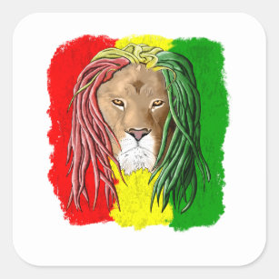 Adesivo Quadrado Bandeira de Rasta Lion Jamaican Reggae