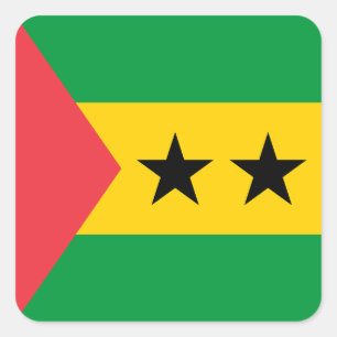 Adesivo Quadrado Bandeira de São Tomé e Príncipe