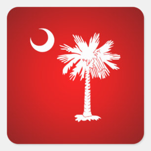 Adesivo Quadrado Bandeira de South Carolina (vermelha)