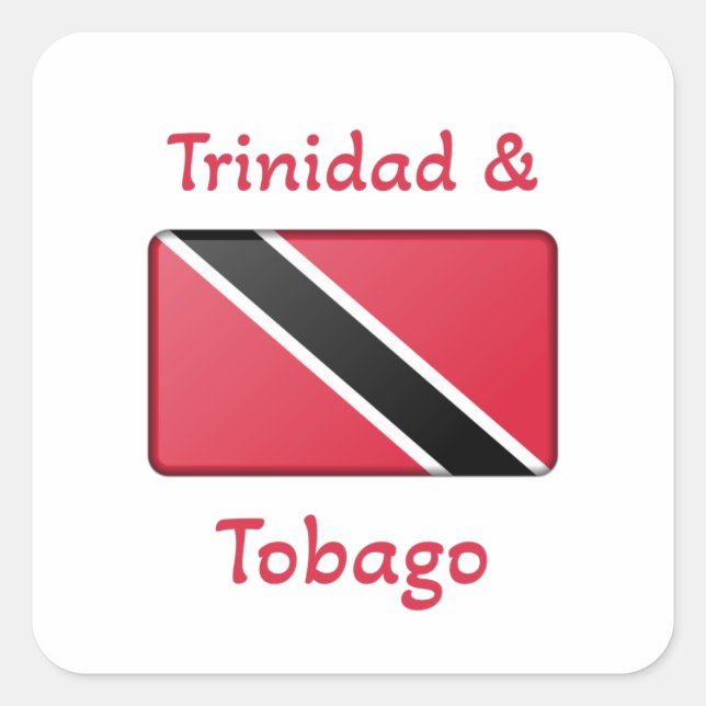 Adesivo Quadrado Bandeira de Trinidad e Tobago (Frente)