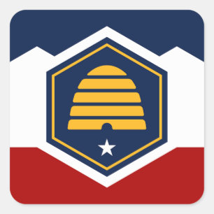 Adesivo Quadrado Bandeira de Utah (Beehive Flag)