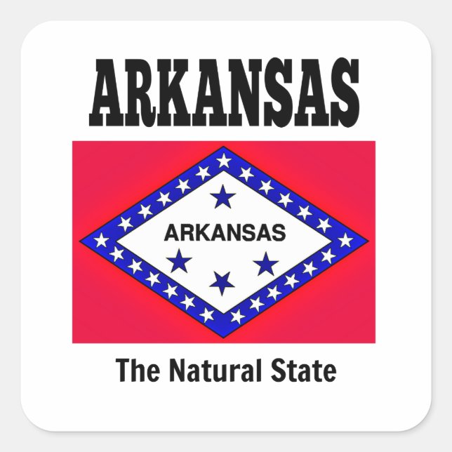 Adesivo Quadrado Bandeira do Arkansas, Estado Natural (Frente)