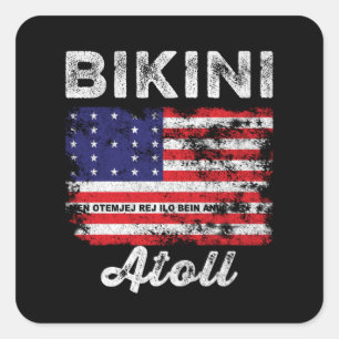 Adesivo Quadrado Bandeira do Atoll Bikini Afetado Sinalizador Bikin