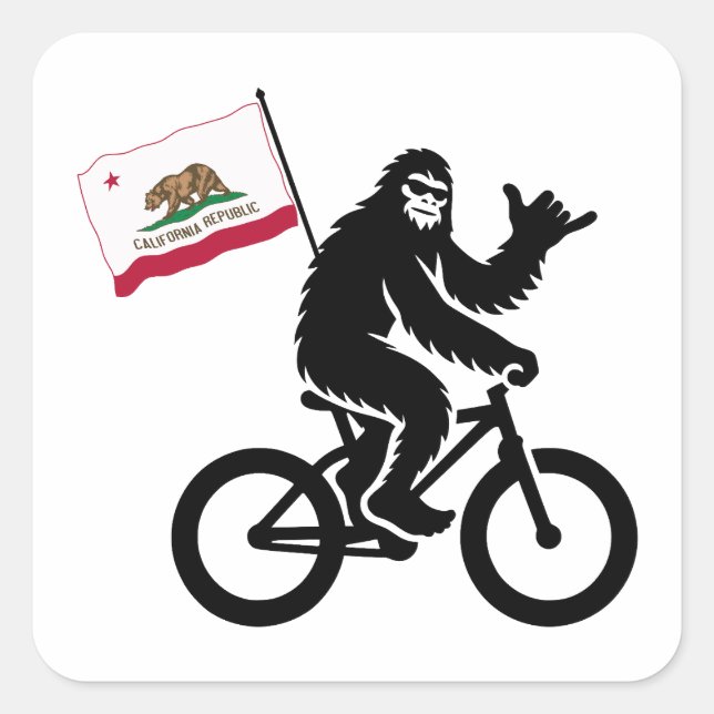 Adesivo Quadrado Bandeira do Bigfoot Cycling California (Frente)