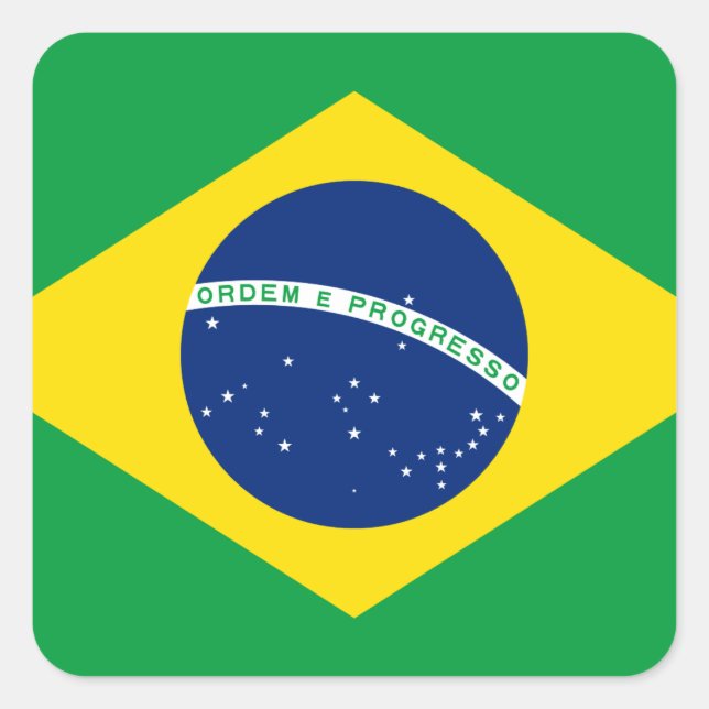 Adesivo Quadrado Bandeira do Brasil (Brasil) (Frente)