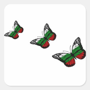 Adesivo Quadrado Bandeira do búlgaro da borboleta