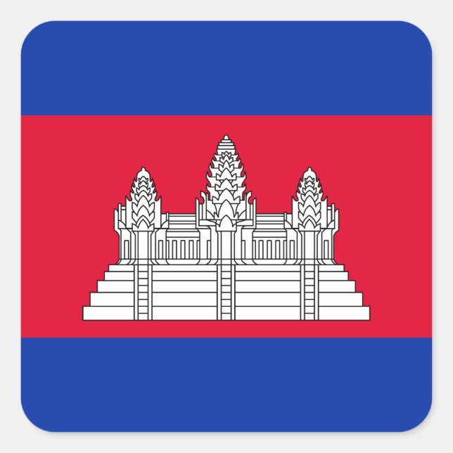 Adesivo Quadrado Bandeira do Camboja (Frente)