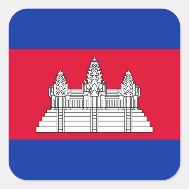 Adesivo Quadrado Bandeira do Camboja: Bandeira do Camboja (Frente)