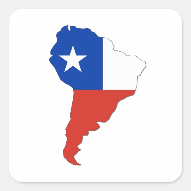 Adesivo Quadrado Bandeira do Chile em Mapa da América do Sul (Frente)