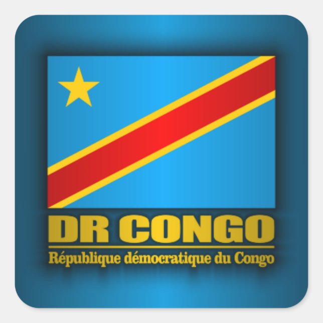Adesivo Quadrado Bandeira do Congo (Frente)