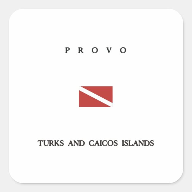 Adesivo Quadrado Bandeira do Dive das Ilhas Turks e Caicos (Frente)