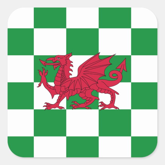 Adesivo Quadrado Bandeira do Dragão Céltico Vermelho Místico do Paí (Frente)