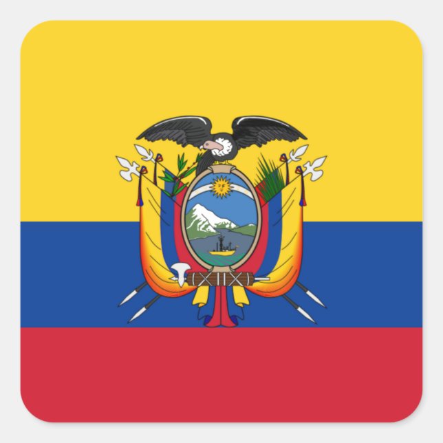 Adesivo Quadrado Bandeira do Equador (Frente)