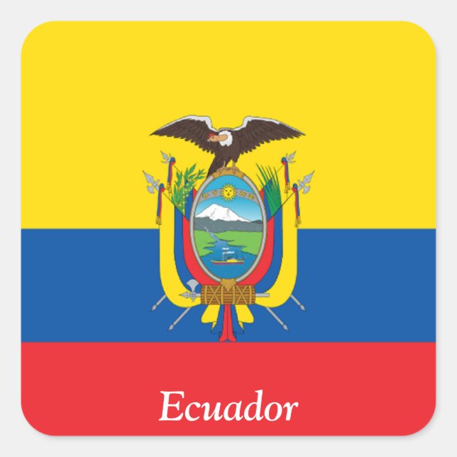 Adesivo Quadrado Bandeira do Equador (Frente)