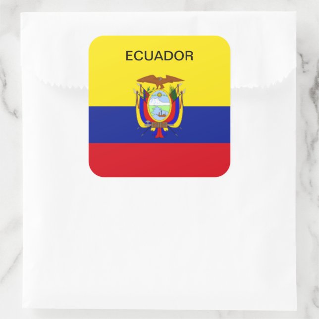 Adesivo Quadrado Bandeira do Equador (Bolsa)