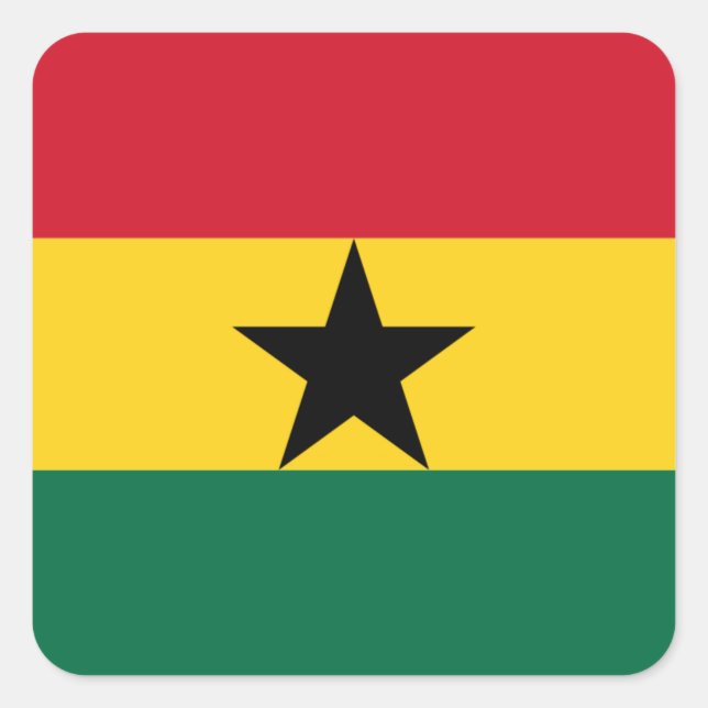 Adesivo Quadrado Bandeira do Gana (Frente)
