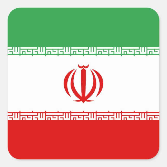 Adesivo Quadrado Bandeira do Irã (iraniano) (Frente)