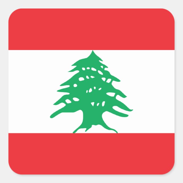Adesivo Quadrado Bandeira do Líbano/Líbano (Frente)