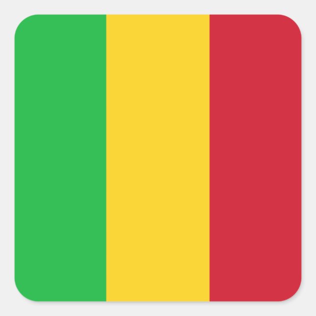 Adesivo Quadrado Bandeira do Mali (Frente)