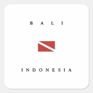 Adesivo Quadrado Bandeira do mergulho do mergulhador de Bali