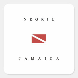 Adesivo Quadrado Bandeira do mergulho do mergulhador de Negril