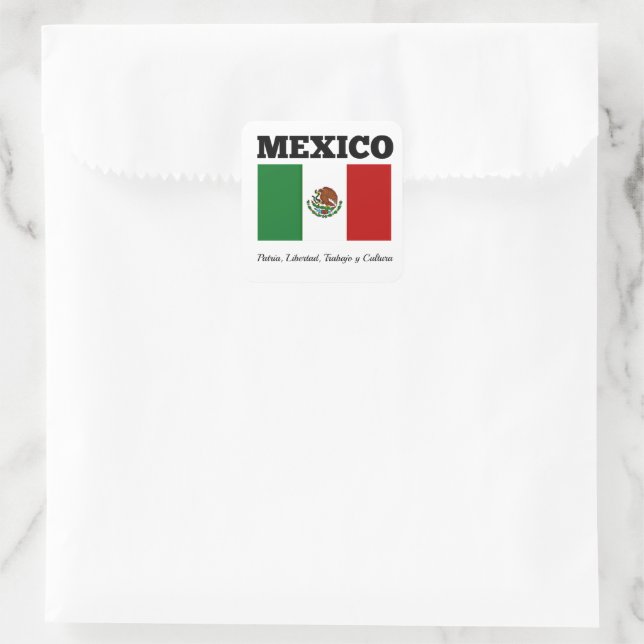 Adesivo Quadrado Bandeira do México, rotulada (Bolsa)