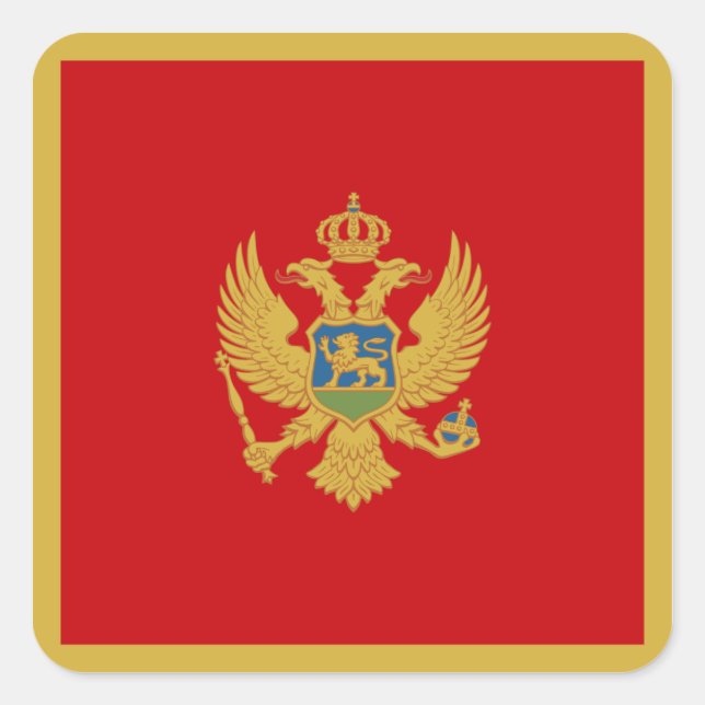 Adesivo Quadrado Bandeira do Montenegro (Frente)