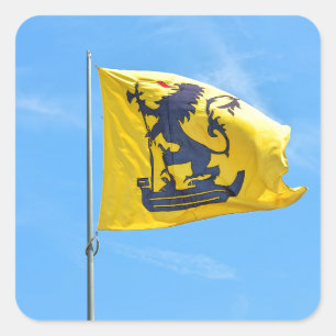 Adesivo Quadrado Bandeira do município de Nieuwpoort, Bélgica