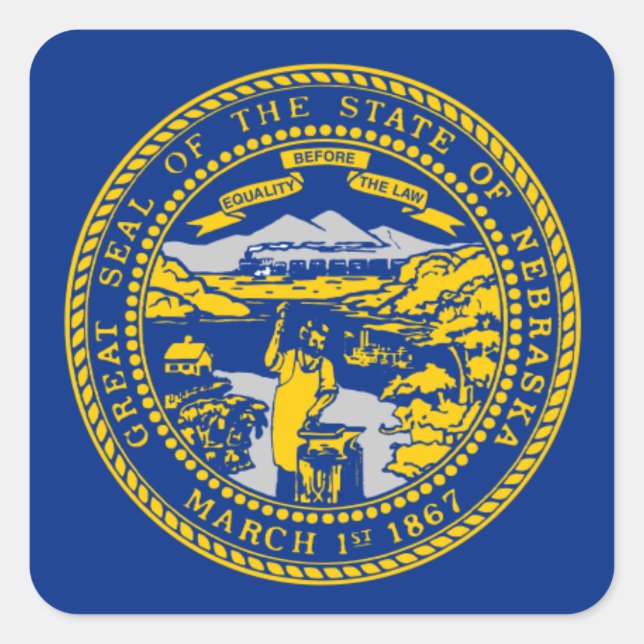 Adesivo Quadrado Bandeira do Nebraska (Frente)