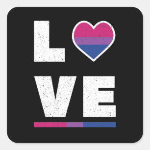 Adesivo Quadrado Bandeira do Orgulho Bissexual LGBTQ Desgastada Amo