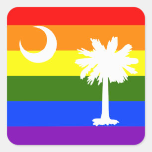 ADESIVO QUADRADO BANDEIRA DO ORGULHO DO ARCO-ÍRIS DE SOUTH CAROLIN