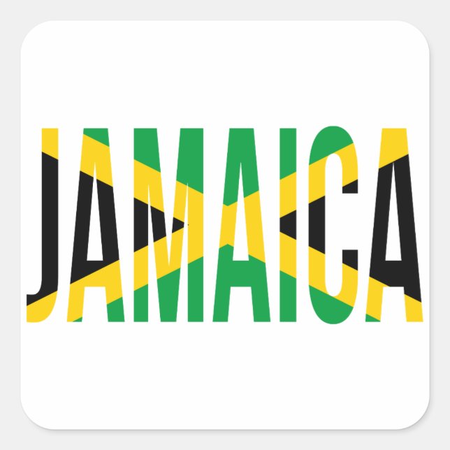 Adesivo Quadrado Bandeira Do Orgulho Jamaicano Na Jamaica (Frente)