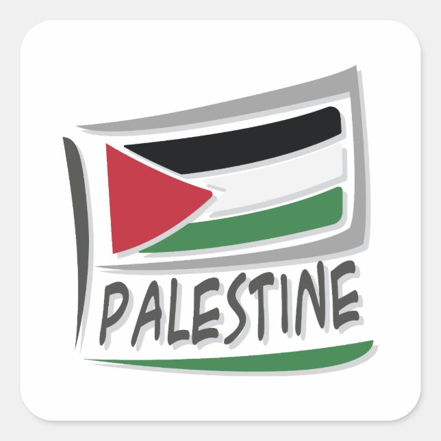 Adesivo Quadrado Bandeira do Orgulho Palestino X (Frente)
