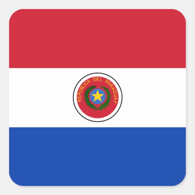 Adesivo Quadrado Bandeira do Paraguai (Frente)