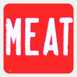 Adesivo Quadrado Bandeira do Registro de Caixa de Carne de Vintage