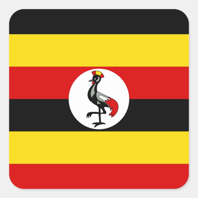 Adesivo Quadrado Bandeira do Uganda (Frente)