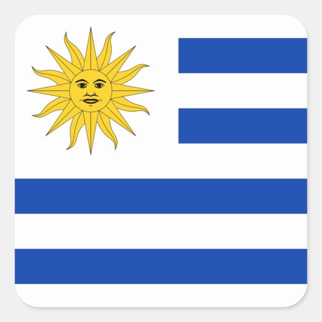 Adesivo Quadrado Bandeira do Uruguai (Uruguai) (Frente)